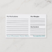 Visitekaartje Farmaceutische geneesmiddelenlijst (Achterkant)