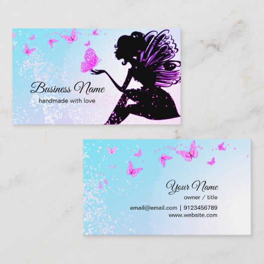 visitekaartje - fee, vlinder, fantastisch (Voorkant / Achterkant)