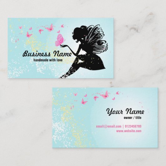 visitekaartje - fee, vlinder, fantastisch (Voorkant / Achterkant)