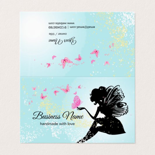 visitekaartje - fee, vlinder, fantastisch (Buitenkant ongevouwen)