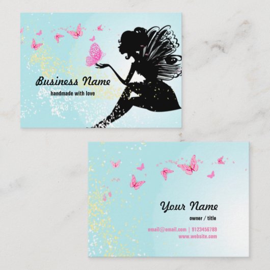 visitekaartje - fee, vlinder, fantastisch (Voorkant / Achterkant)