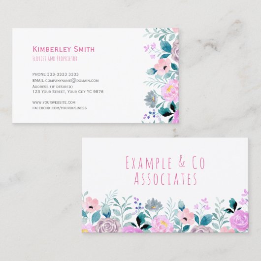 Visitekaartje, felroze Waterverf Visitekaartje (Voorkant / Achterkant)