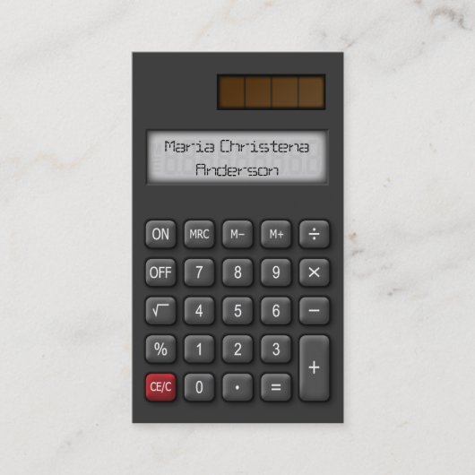 Visitekaartje financiële rekenmachine (zwart) (Voorkant)