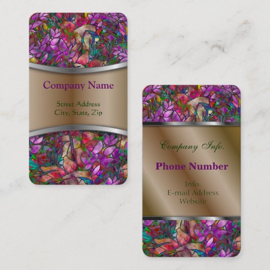 visitekaartje Floral Abstract Glas in lood (Voorkant / Achterkant)