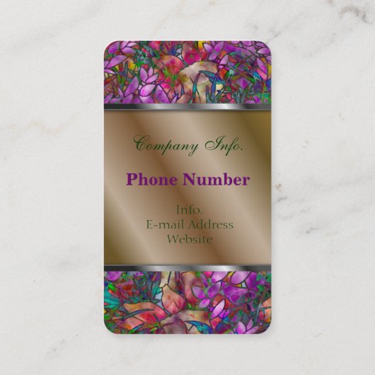 visitekaartje Floral Abstract Glas in lood (Achterkant)