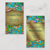 visitekaartje Floral Abstract Glas in lood (Voorkant / Achterkant)