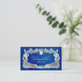 Visitekaartje Floral Blue Silver Diamonds (Staand voorkant)