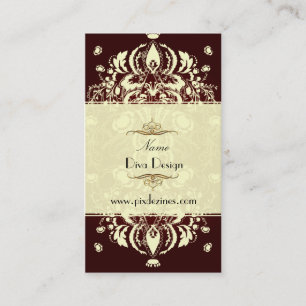 Visitekaartje Floral Damask Crimson Red