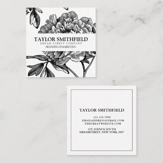  Visitekaartje Floral Fine Line (Voorkant / Achterkant)