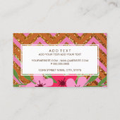 visitekaartje - Floral Glitter Chevron (Achterkant)