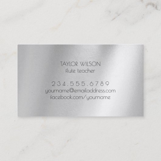 visitekaartje florale fluitleraar (Achterkant)