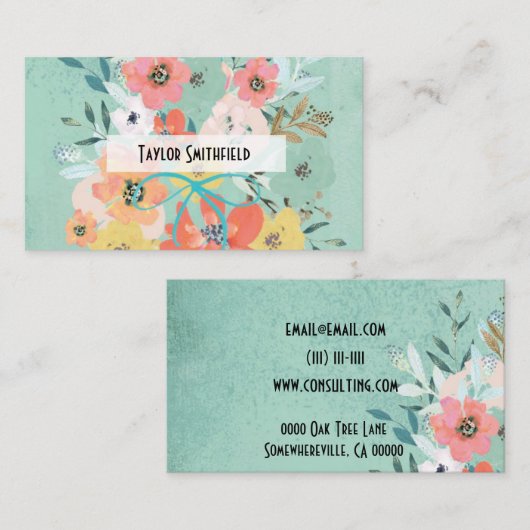 visitekaartje floreel behangsel (Voorkant / Achterkant)