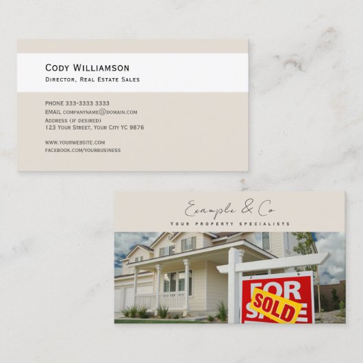 Visitekaartje, foto aanpasbaar voor onroerend goed visitekaartje (Voorkant / Achterkant)