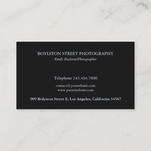 Visitekaartje fotograaf (Achterkant)