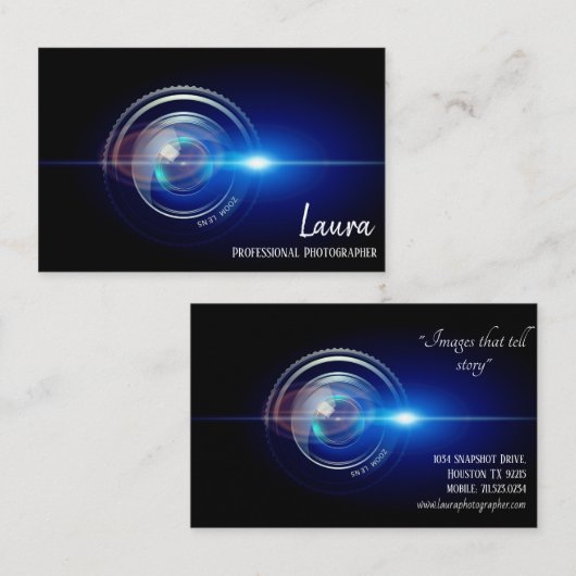 Visitekaartje fotograaf camera lens (Voorkant / Achterkant)