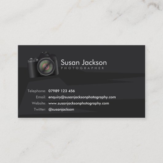 Visitekaartje fotografen voor camera (Voorkant)