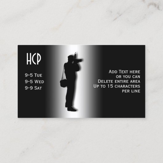 Visitekaartje fotografie (Achterkant)