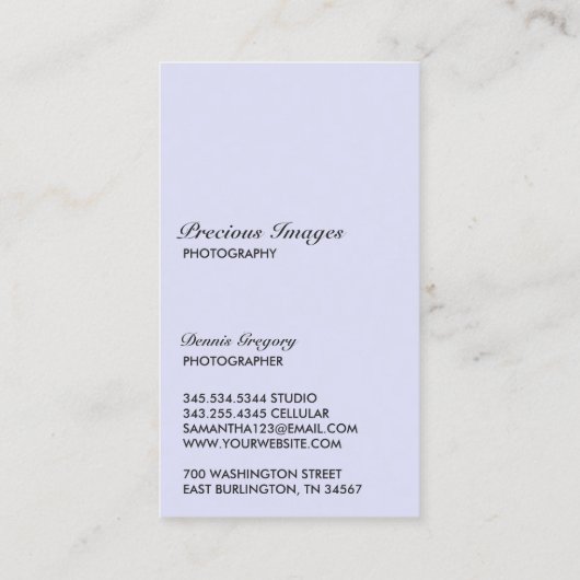 Visitekaartje fotografie (Achterkant)