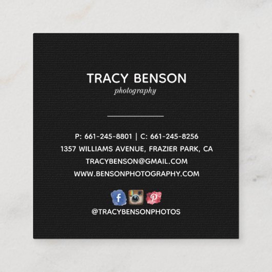 Visitekaartje fotografie (Achterkant)