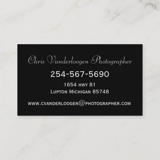 Visitekaartje/fotografie Visitekaartje (Achterkant)