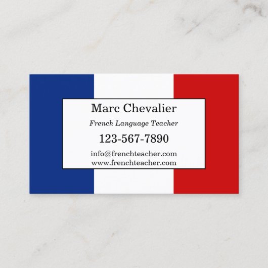 Visitekaartje Frans taaldocent (Voorkant)