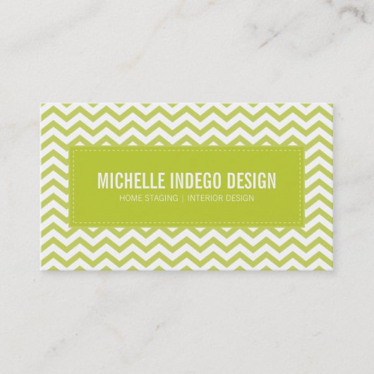 VISITEKAARTJE Fresh Chevron Pattern Lime Green (Voorkant)