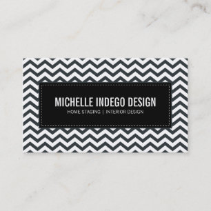 VISITEKAARTJE Fresh Chevron Pattern Zwart Wit