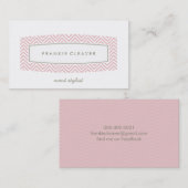 VISITEKAARTJE Fresh Chevron patterned Panel Pink (Voorkant / Achterkant)