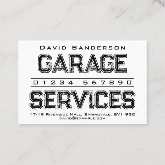 Visitekaartje Garage Services (Achterkant)