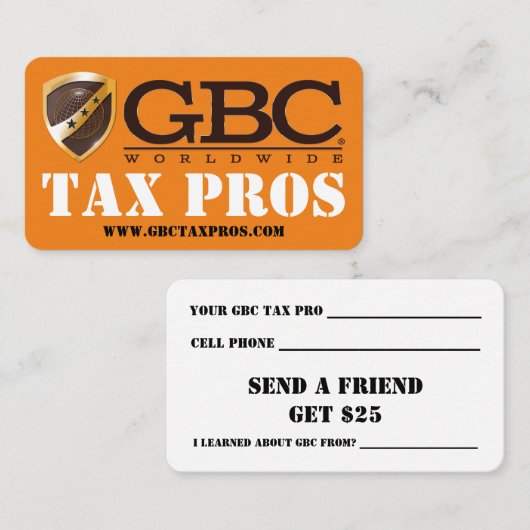 VISITEKAARTJE GBC met Send een Vriend (Voorkant / Achterkant)