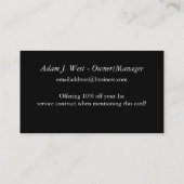 visitekaartje : Gecontroleerd ontwerp voor zwart e (Achterkant)