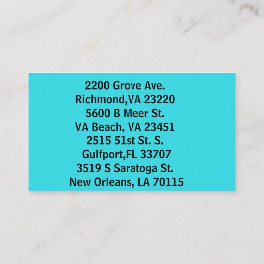 Visitekaartje-geef het uit om uw eigen infozaken t visitekaartje (Achterkant)