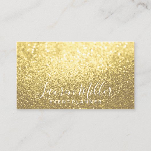 visitekaartje - Geel Gold Glitter Script Biz (Voorkant)