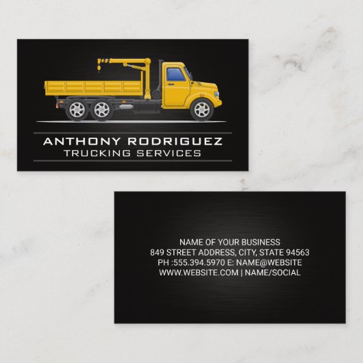 Visitekaartje gele vrachtwagen (Voorkant / Achterkant)