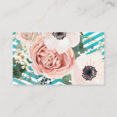 Visitekaartje Geometrisch Roos Chevron Blauwgroen (Achterkant)