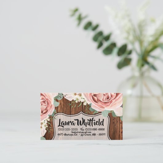 Visitekaartje geometrische tuin Roos schuur hout g (Staand voorkant)