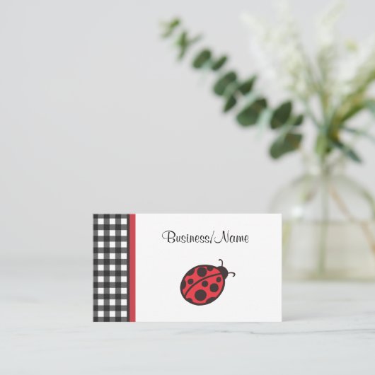 Visitekaartje Gingham Ladybug (Staand voorkant)