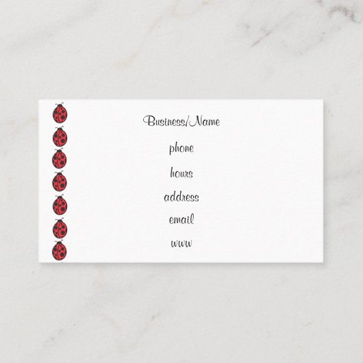 Visitekaartje Gingham Ladybug (Achterkant)