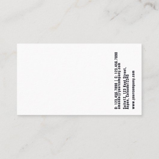 Visitekaartje Glam Chic Zebra (Achterkant)