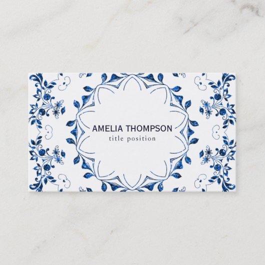 Visitekaartje Glitter Blue Mandala (Voorkant)