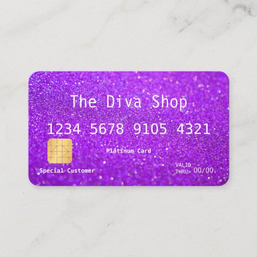 Visitekaartje | Glitter Credit Card Paars (Voorkant)