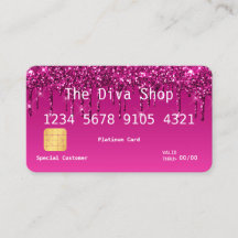 Visitekaartje | Glitter Credit Card Paars Pink