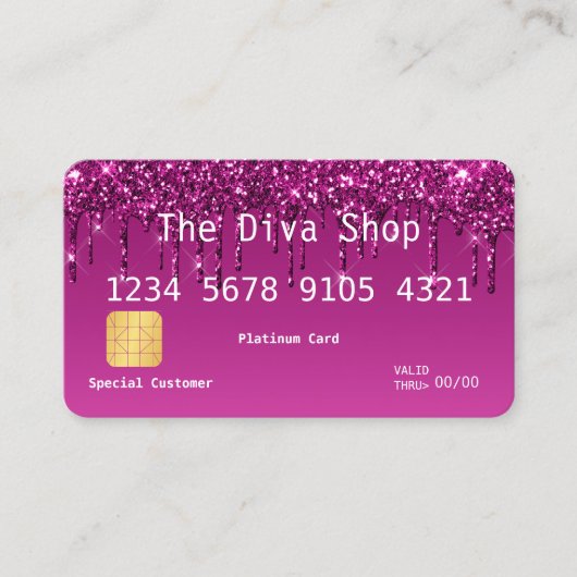 Visitekaartje | Glitter Credit Card Paars Pink (Voorkant)