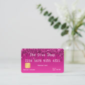 Visitekaartje | Glitter Credit Card Paars Pink (Staand voorkant)