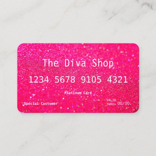 Visitekaartje | Glitter-creditcard roze (Voorkant)