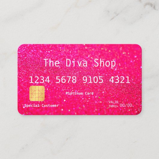 Visitekaartje | Glitter-creditcard roze (Voorkant)