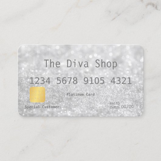 Visitekaartje | Glitter-creditcard Silver (Voorkant)