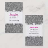 VISITEKAARTJE glitter glitter sparkle silver pink (Voorkant / Achterkant)
