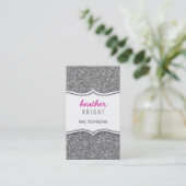 VISITEKAARTJE glitter glitter sparkle silver pink (Staand voorkant)