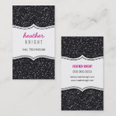 VISITEKAARTJE glitter glitter sparkle zwart roze (Voorkant / Achterkant)